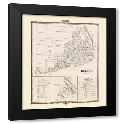 Keokuk, Forest City, Greene, Garner Iowa Black Modern Wood Framed Art Print by Andreas