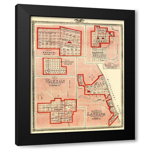 Lansing, Waukon, Cresco, Mason, Butler Iowa Black Modern Wood Framed Art Print with Double Matting by Andreas