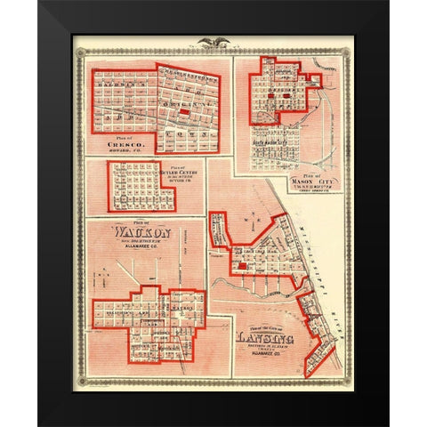 Lansing, Waukon, Cresco, Mason, Butler Iowa Black Modern Wood Framed Art Print by Andreas