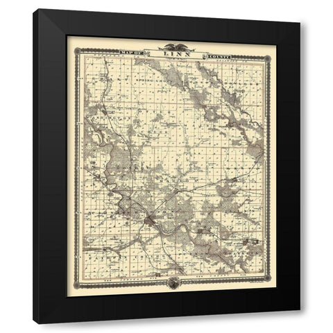 Linn  Mt Vernon Iowa Landowner - Shober 1875 Black Modern Wood Framed Art Print by Shober