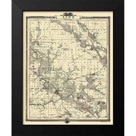 Linn  Mt Vernon Iowa Landowner - Shober 1875 Black Modern Wood Framed Art Print by Shober