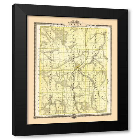 Lucas Iowa Landowner - Andreas 1874 Black Modern Wood Framed Art Print by Andreas