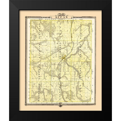 Lucas Iowa Landowner - Andreas 1874 Black Modern Wood Framed Art Print by Andreas