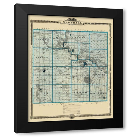 Marshall Iowa Landowner - Shober 1875 Black Modern Wood Framed Art Print by Shober