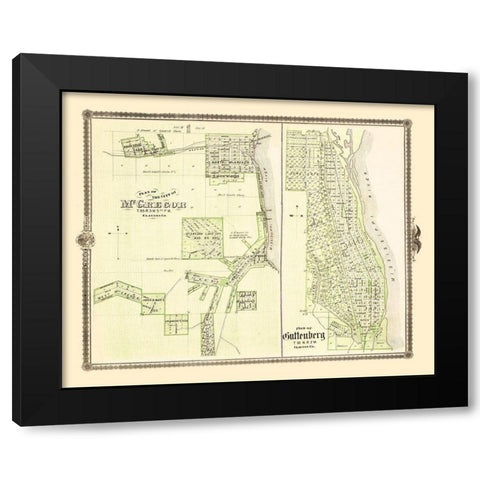 Mcgregor, Guttenberg Iowa Landowner - Andreas 1874 Black Modern Wood Framed Art Print with Double Matting by Andreas