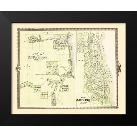 Mcgregor, Guttenberg Iowa Landowner - Andreas 1874 Black Modern Wood Framed Art Print by Andreas