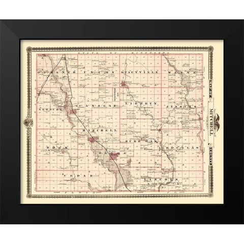 Mitchell Iowa Landowner - Andreas 1874 Black Modern Wood Framed Art Print by Andreas