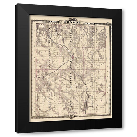 Monroe Iowa - Shober 1875 Black Modern Wood Framed Art Print by Shober