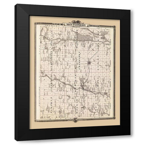 Montgomery Iowa Landowner - Andreas 1875 Black Modern Wood Framed Art Print with Double Matting by Andreas