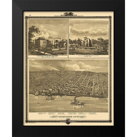 Muscatine Iowa - Andreas 1875 Black Modern Wood Framed Art Print by Andreas