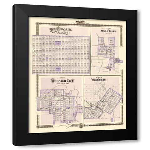 Osage, West Union, Webster City, Clermont Iowa Black Modern Wood Framed Art Print by Andreas