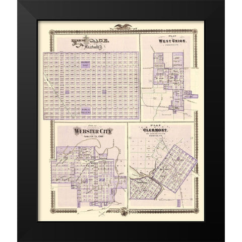 Osage, West Union, Webster City, Clermont Iowa Black Modern Wood Framed Art Print by Andreas