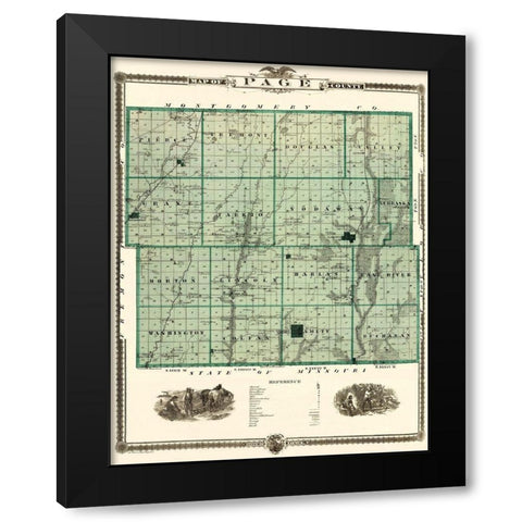 Page Iowa Landowner - Andreas 1874 Black Modern Wood Framed Art Print by Andreas
