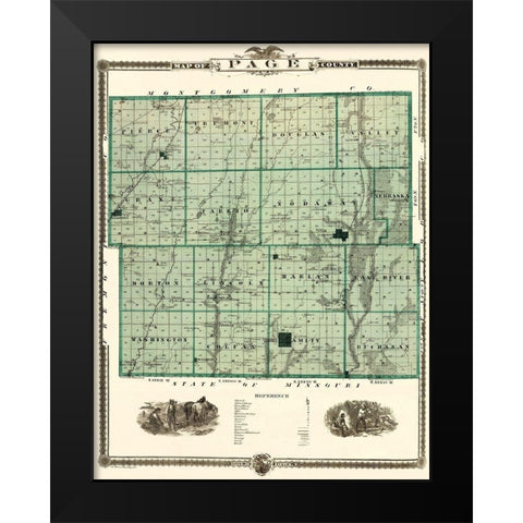 Page Iowa Landowner - Andreas 1874 Black Modern Wood Framed Art Print by Andreas