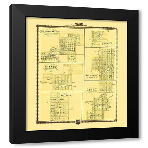 Red Oak Junction, Prescott, Walnut, Corning Iowa Black Modern Wood Framed Art Print with Double Matting by Andreas