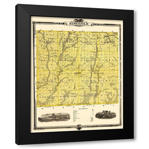 Ringgold Iowa Landowner - Andreas 1875 Black Modern Wood Framed Art Print by Andreas