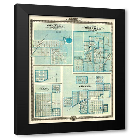 Shenandoah, Bedford, Avery, Afton, Creston Iowa Black Modern Wood Framed Art Print with Double Matting by Andreas