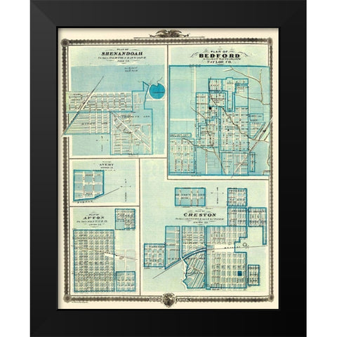 Shenandoah, Bedford, Avery, Afton, Creston Iowa Black Modern Wood Framed Art Print by Andreas