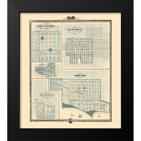 Sioux Rapids, Onawa, Earlville, Storm Lake, Newell Black Modern Wood Framed Art Print by Andreas