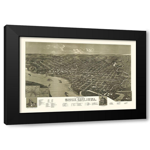 Sioux City Iowa - Wellge 1888 Black Modern Wood Framed Art Print with Double Matting by Wellge