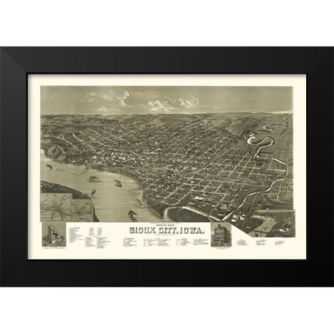 Sioux City Iowa - Wellge 1888 Black Modern Wood Framed Art Print by Wellge