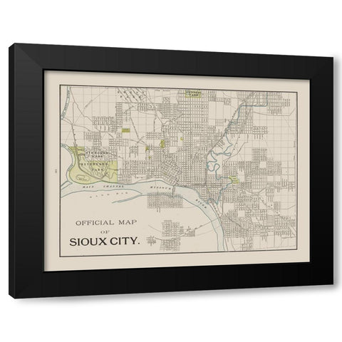 Sioux City Iowa - Cram 1892 Black Modern Wood Framed Art Print by Cram