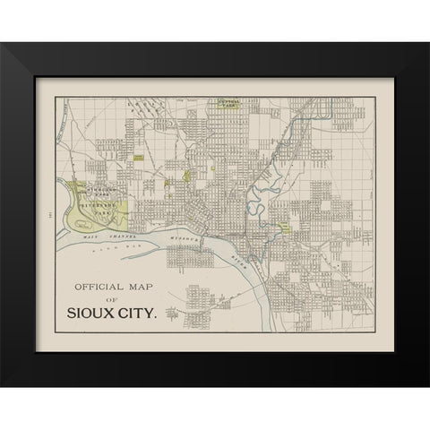 Sioux City Iowa - Cram 1892 Black Modern Wood Framed Art Print by Cram