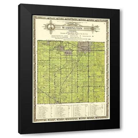 Washington Iowa Landowner - Kenyon 1926 Black Modern Wood Framed Art Print with Double Matting by Kenyon