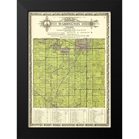 Washington Iowa Landowner - Kenyon 1926 Black Modern Wood Framed Art Print by Kenyon
