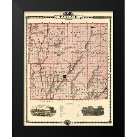 Taylor Iowa Landowner - Andreas 1875 Black Modern Wood Framed Art Print by Andreas