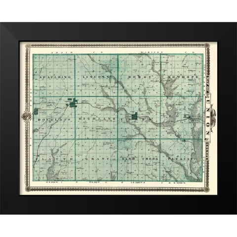 Union Iowa Landowner - Andreas 1874 Black Modern Wood Framed Art Print by Andreas
