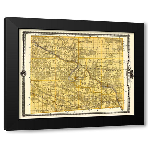 Van Buren Iowa Landowner - Andreas 1875 Black Modern Wood Framed Art Print with Double Matting by Andreas