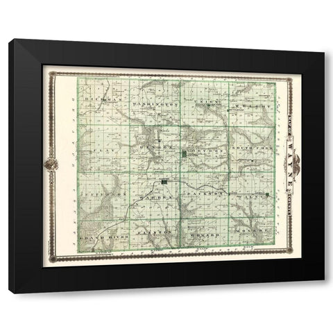 Wayne Iowa Landowner - Andreas 1875 Black Modern Wood Framed Art Print by Andreas