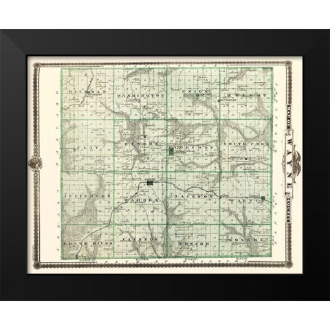 Wayne Iowa Landowner - Andreas 1875 Black Modern Wood Framed Art Print by Andreas