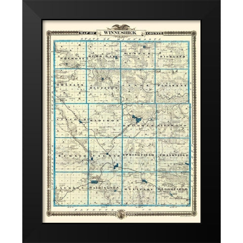 Winneshiek Iowa Landowner - Andreas 1874 Black Modern Wood Framed Art Print by Andreas