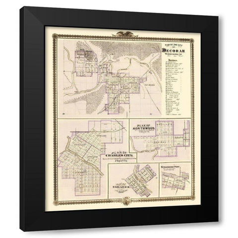 Decorah, Northwood, Charles City Iowa Black Modern Wood Framed Art Print with Double Matting by Andreas