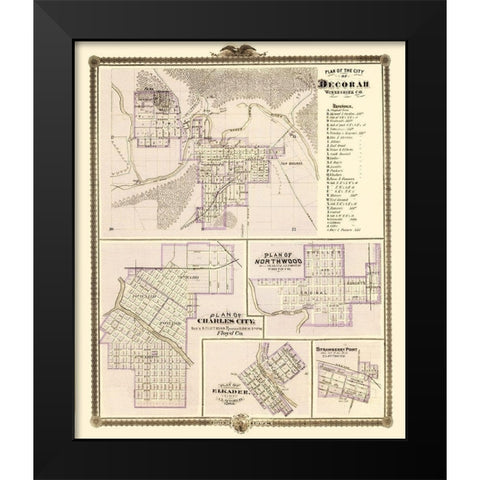 Decorah, Northwood, Charles City Iowa Black Modern Wood Framed Art Print by Andreas