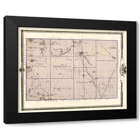 Worth Iowa Landowner - Andreas 1874 Black Modern Wood Framed Art Print with Double Matting by Andreas