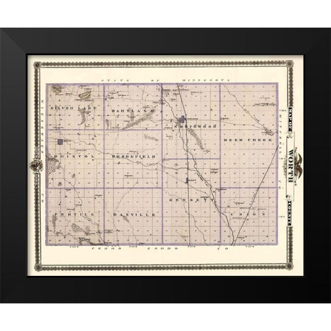 Worth Iowa Landowner - Andreas 1874 Black Modern Wood Framed Art Print by Andreas