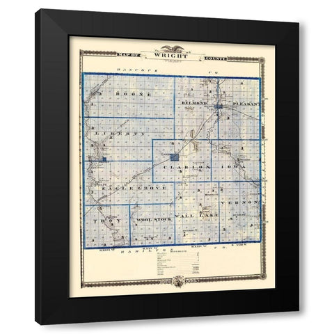Wright Iowa Landowner - Andreas 1874 Black Modern Wood Framed Art Print with Double Matting by Andreas