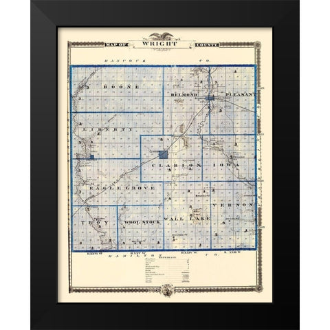 Wright Iowa Landowner - Andreas 1874 Black Modern Wood Framed Art Print by Andreas