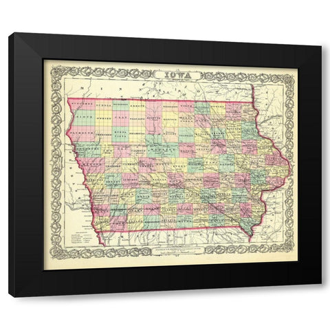 Iowa - Colton 1856 Black Modern Wood Framed Art Print with Double Matting by Colton