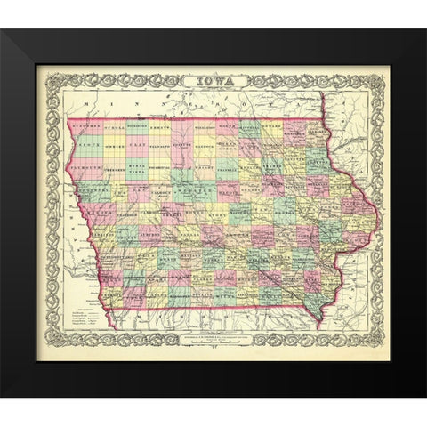 Iowa - Colton 1856 Black Modern Wood Framed Art Print by Colton