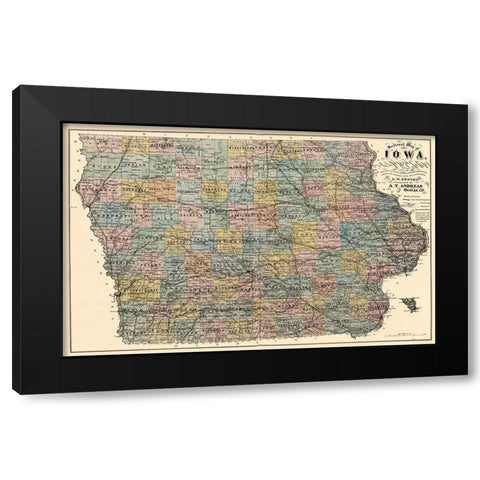 Iowa - Andreas 1875 Black Modern Wood Framed Art Print with Double Matting by Andreas