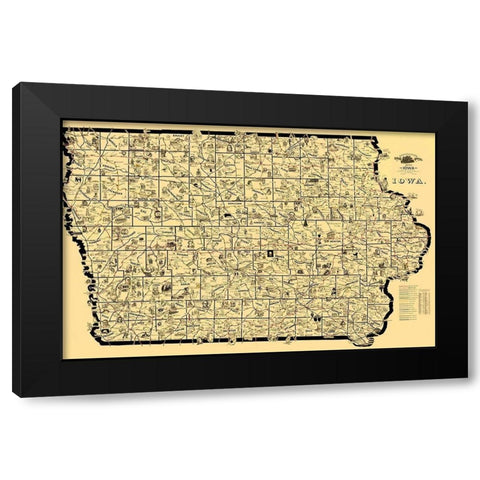 Iowa Railroad Routes - McEwen 1897 Black Modern Wood Framed Art Print with Double Matting by McEwen