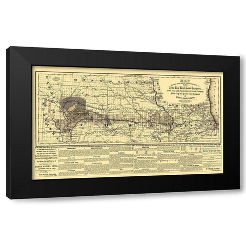 Iowa Railroad Land Company - Colton 1871 Black Modern Wood Framed Art Print by Colton