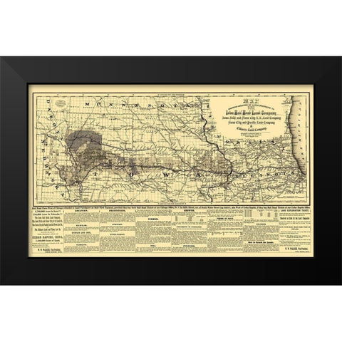 Iowa Railroad Land Company - Colton 1871 Black Modern Wood Framed Art Print by Colton