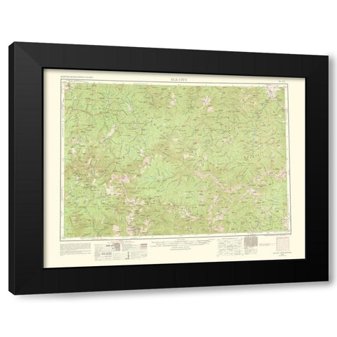 Elk City Idaho Montana Quad - USGS 1963 Black Modern Wood Framed Art Print with Double Matting by USGS