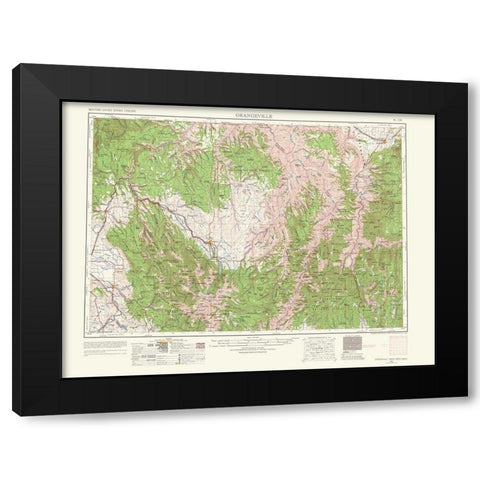 Grangeville Idaho Washington Oregon Quad Black Modern Wood Framed Art Print with Double Matting by USGS