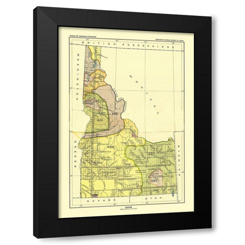 Idaho - Hoen 1896 Black Modern Wood Framed Art Print with Double Matting by Hoen
